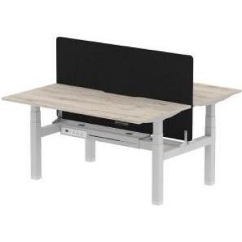 Air Back‑to‑Back Dual‑Desk – 1600 mm × 800 mm, Adjustable Height, Oak/Silver/Screen