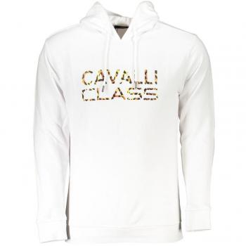 Cavalli Class White Hooded Sweatshirt
