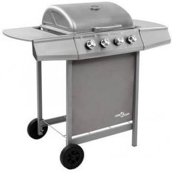 Barbecue gaz 4 brûleurs argenté