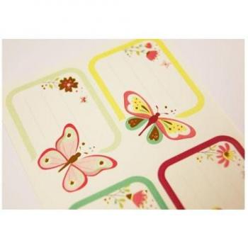 Étiquettes Adhésives Papillons 16xRectangle Scolaire
