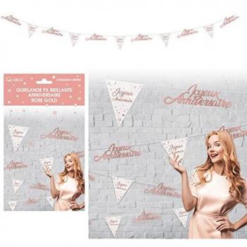 Guirlande en fil joyeux anniversaire rose gold