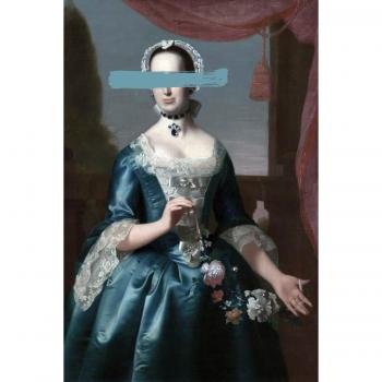 Queence Acrylglasbild Frau blau