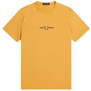 Bordado Fred Perry Camiseta Amarilla Hombres
