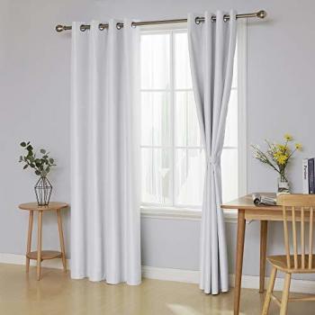 UMI Luxe Blackout Drapery – 46x54 Inch Silver White Panels