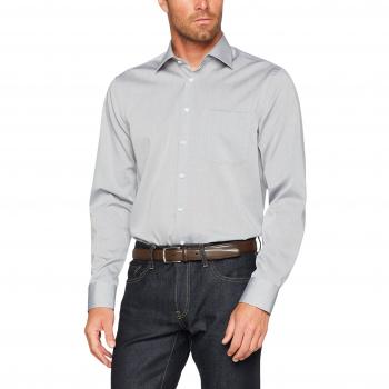 Seidensticker Herren Hemd, Regular Fit, bügelfrei, Schwarz (Gray), 40 (M)