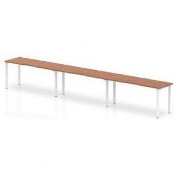 Evolve Single White Frame Bench Desk 1400 Walnut (3 Pod)