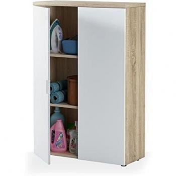 Habitdesign 0F5655A: Beistelltisch Office, weiß mit kanadischer Eichenoptik