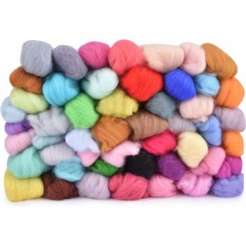 50-Color Wool Fiber Roving Needle Felting DIY Kit