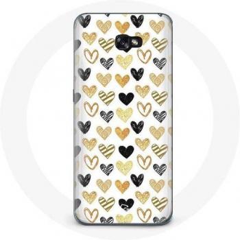 Samsung Galaxy A5 Cover Abstract Texture Hearts Black Yellow Gray