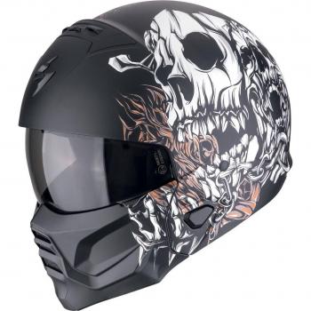 Casco Modulare Scorpion EXO-COMBAT II GENESIS Nero Opaco Bianco Oro