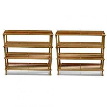 Gabinete de zapatos de 4 niveles 2 piezas de abeto