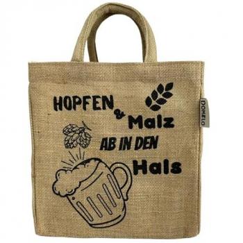 Domelo 6‑Fach Jutenträger – veganer Bierflaschenkorb mit humorvollem Design