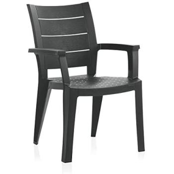 20 chaises de jardin en résine gris empilables H. 90 cm