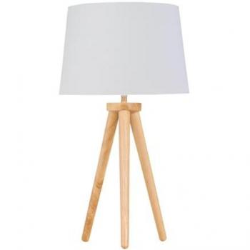 White & Gold Voyage Bedside Light in Light Oak