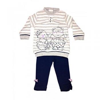 Nome prodotto 4: Set completo per bimbo 6-9 mesi con maxi maglia, t-shirt, pantaloni e leggings grigio blu Mignolo