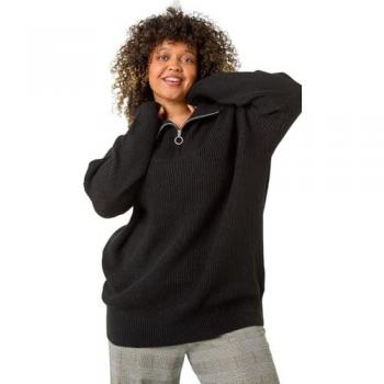 Curve Front Zip Fleece Overcoat – Women, Black (Size 22–24)