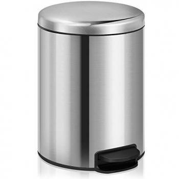 HomeMax Brushed Stainless Steel Washroom Trash Can – 5 L Soft‑Close System