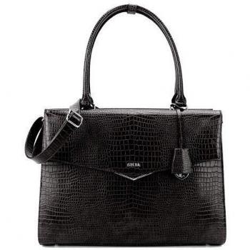 Socha Silver Tip Croco Black Messenger Bag