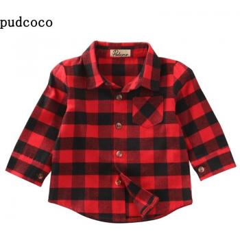Blusa de Manga Larga Negra y Roja con Patrón a Cuadros – Talla Niño