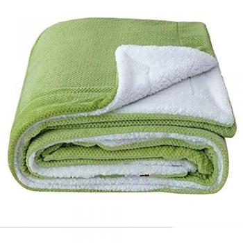 Reversible Fluffy Bed & Sofa Blanket – Lime Green, 1.5m x 2m