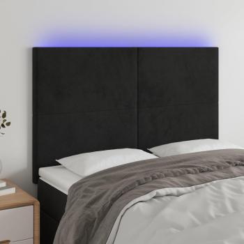 Día y Noche Cabecero con luces LED terciopelo negro 144x5x118/128 cm