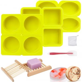 Home Soap Making Kit – 3 Silicone Molds (Square, Round, Oval)