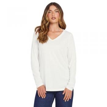 Long Tall Sally Damen Premium Langarm T-Shirt in Creme