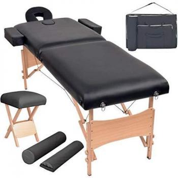 Table de massage portable et tabouret 10 cm d'épaisseur Noir