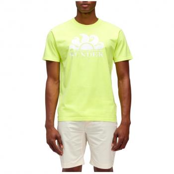T-SHIRT FLUORESCENTE LOGO A CONTRASTO