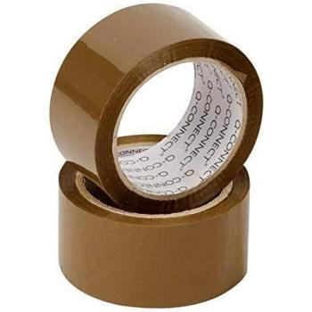 Q-Connect Polypropylene Packaging Tape 50mmx66m Brown (Pack of 6) KF27010 KF27010