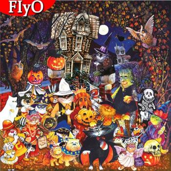 Artisanat Mosaïque Chat Halloween