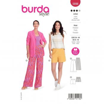 Mètre Burda 5898 – Pantalon et short à la coupe ajustée (34‑44)