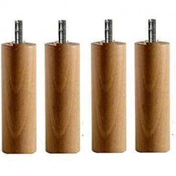 Pieds en bois sélectionnés lot de 4 35 cm naturel fixation tige M10 longue 4.5 cm