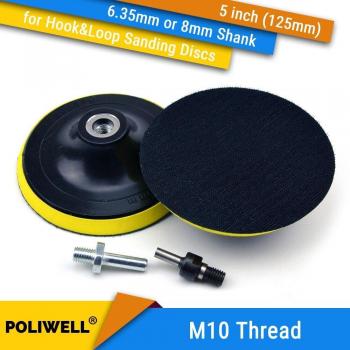 5 Zoll (125mm) M10 Gewinde Schleifpad + 6,35mm/8mm Schaft für Haken
