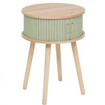 Pegane Bedside – Table de nuit, 40 × 54 cm, bois vert/beige, deux portes