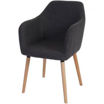 MCW Vaasa T381 Stuhl, 50er Jahre Retro, graue Textiloberfläche