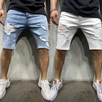 Shorts Denim Masculino Desgarrado 300