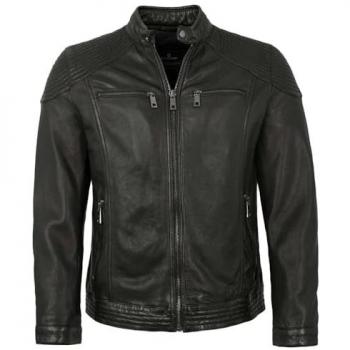 Milestone Herren Lederjacke Lammnappa schwarz Uni