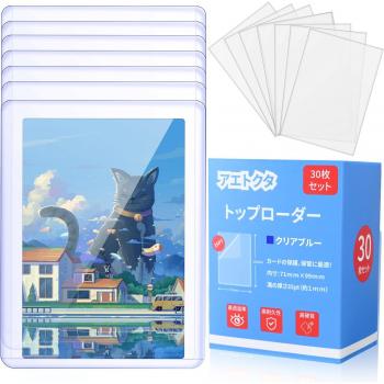 Pokeka Blue 30‑Card Trading Card Holder with Scratch Prevention