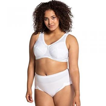 Ulla Popken Plus Size Kelly Lace Bra, Women's White, Size 48E, Synthetic Fibers/Cotton/Polyester