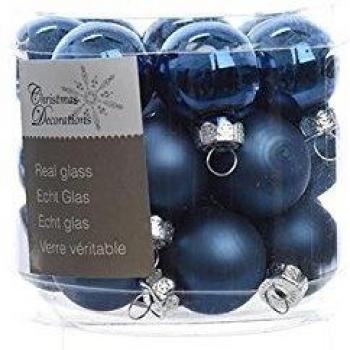 24er Set Nachtblaue Weihnachtsbaumkugeln aus Glas, 2,5 cm von Kaemingk