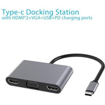 Concentrador de red USB-C 5 en 1 con HDMI y VGA