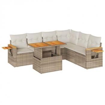 Suite de Canapés Jardin Beige – Résine Acacia 7 pcs