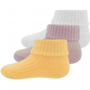 Calzini Ewers Infantili, Design a Costi con Risvolto, Colori Giallo-Rosa-Blanc, Tris