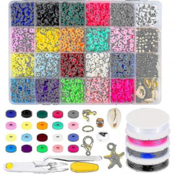 Perles d’argile 4285 pcs heishi plates 20 couleurs 6mm