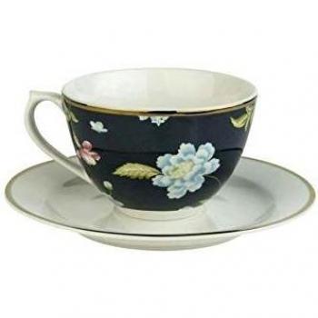 Pinstripe Perfection: Laura Ashley Cappuccino Cup & Saucer