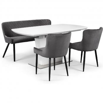 High Gloss Como Table with Luxe Grey Seating Ensemble