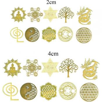10Pc Flower of Life Tree Pyramid Orgonite Stickers