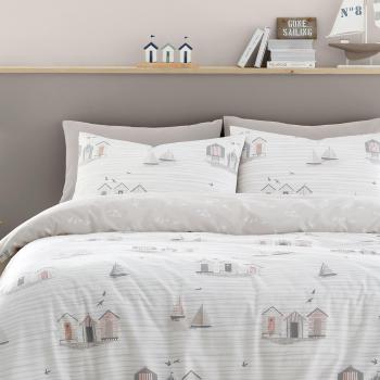 'Beach Huts' Summer Seaside Print Duvet Cover Set