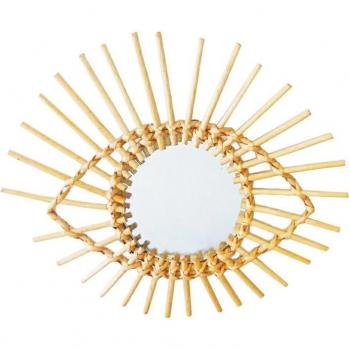 Miroir en rotin tressé forme œil pour décoration murale